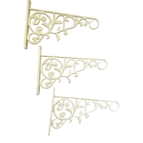 Lot of 5 White Metal Shelf Brackets Plant Hangers 10" W x 6.5" H - Picture 4 of 6
